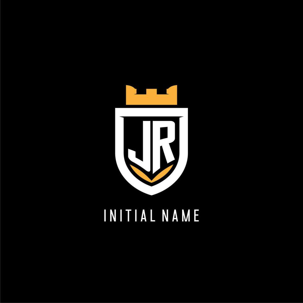 Initial JR logo with shield, esport gaming logo monogram style vector