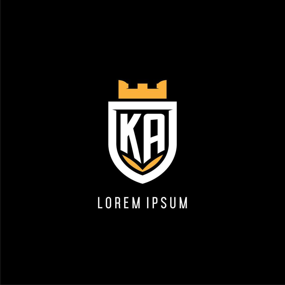 Initial KA logo with shield, esport gaming logo monogram style vector