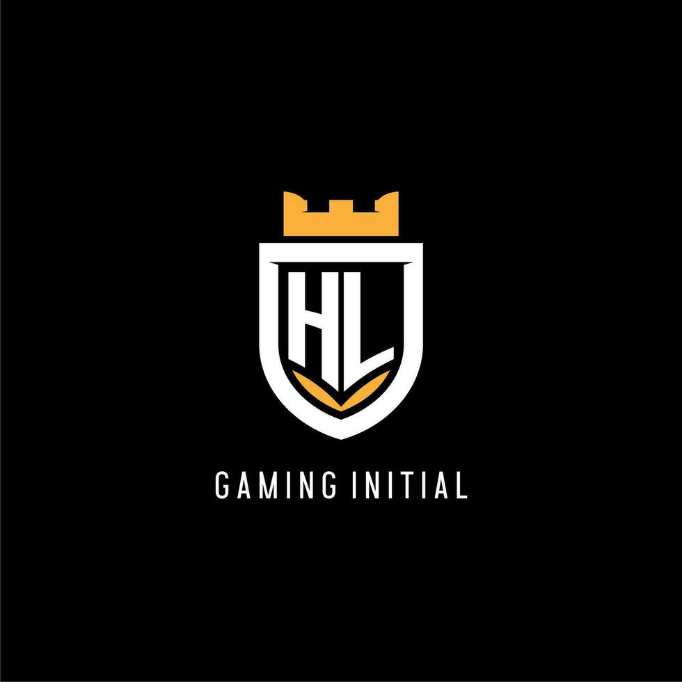 Initial HL logo with shield, esport gaming logo monogram style vector