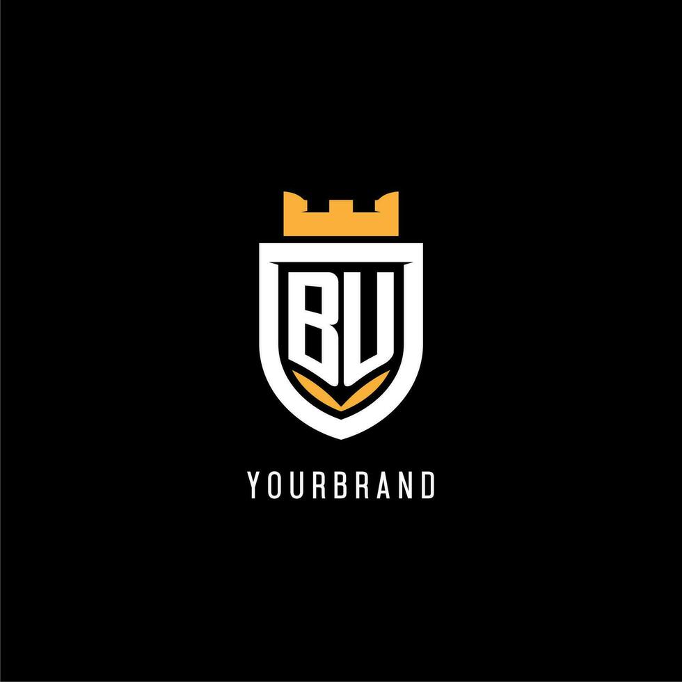 Initial BU logo with shield, esport gaming logo monogram style vector