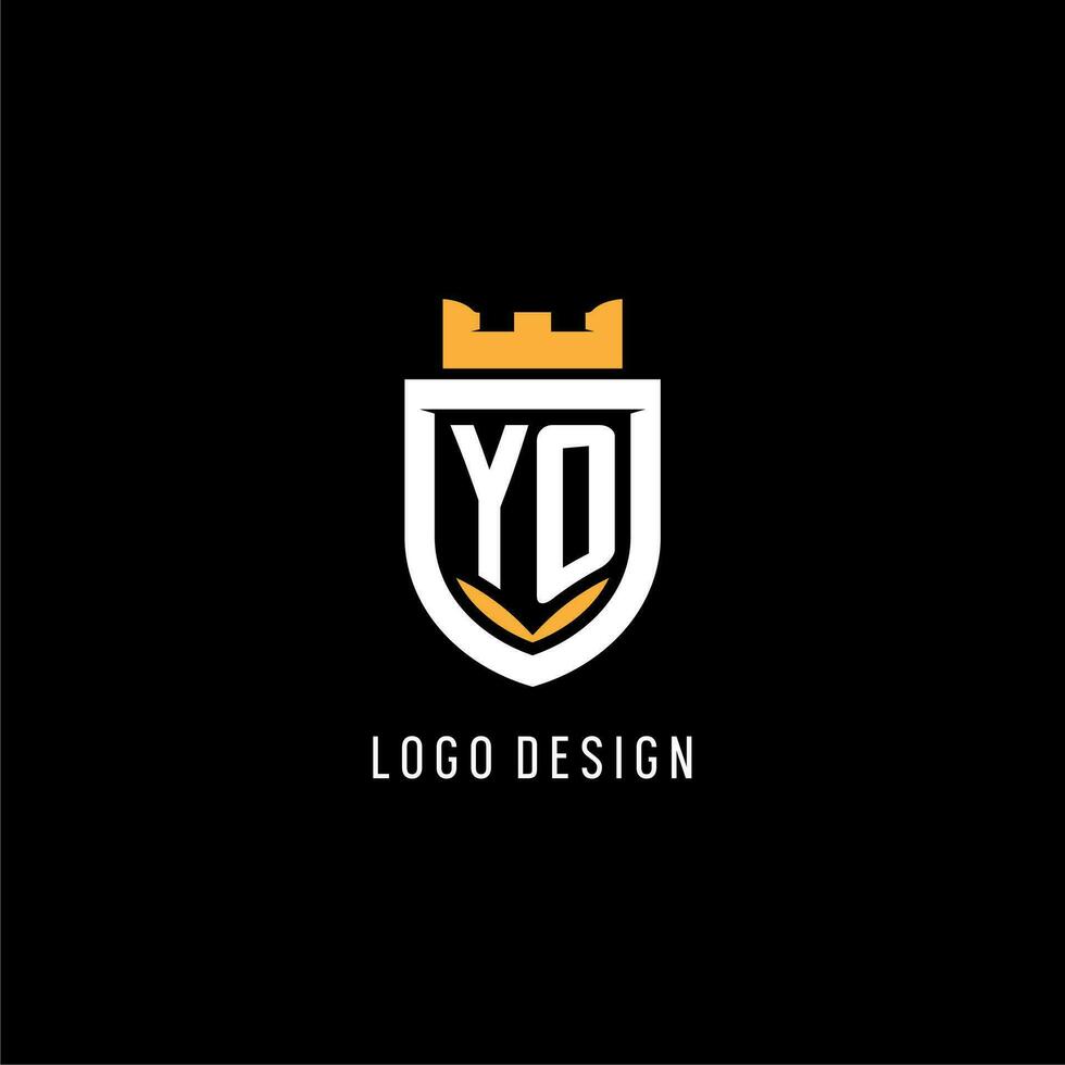 Initial YO logo with shield, esport gaming logo monogram style vector