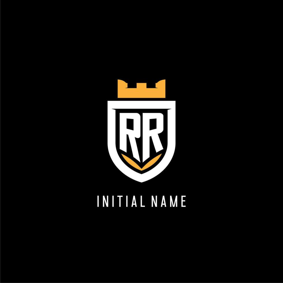 Initial RR logo with shield, esport gaming logo monogram style vector