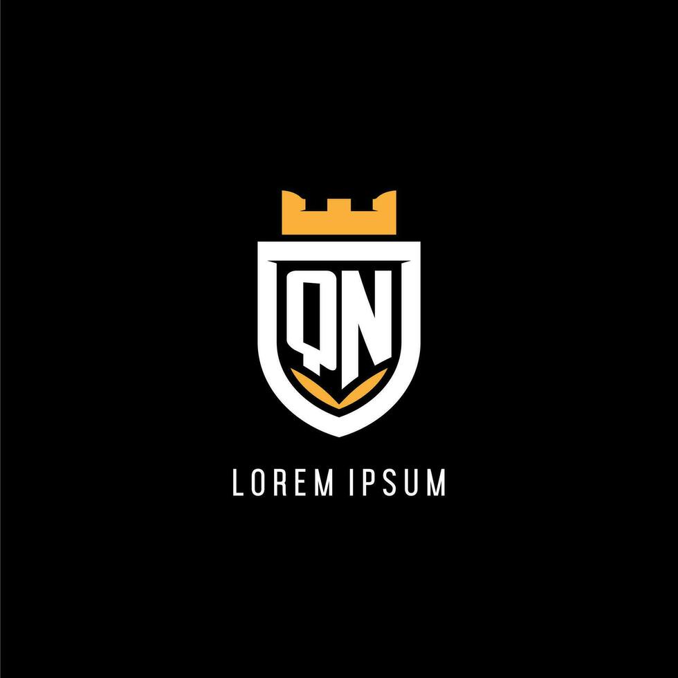 Initial QN logo with shield, esport gaming logo monogram style vector