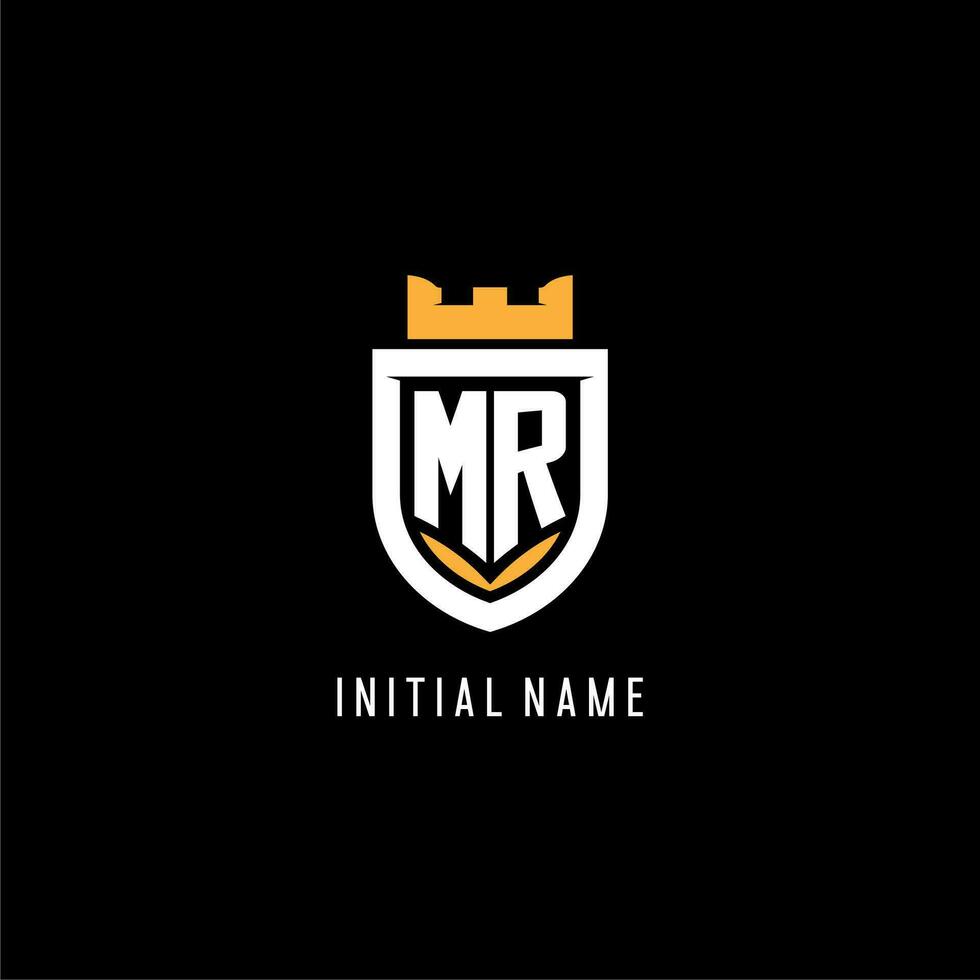 Initial MR logo with shield, esport gaming logo monogram style vector