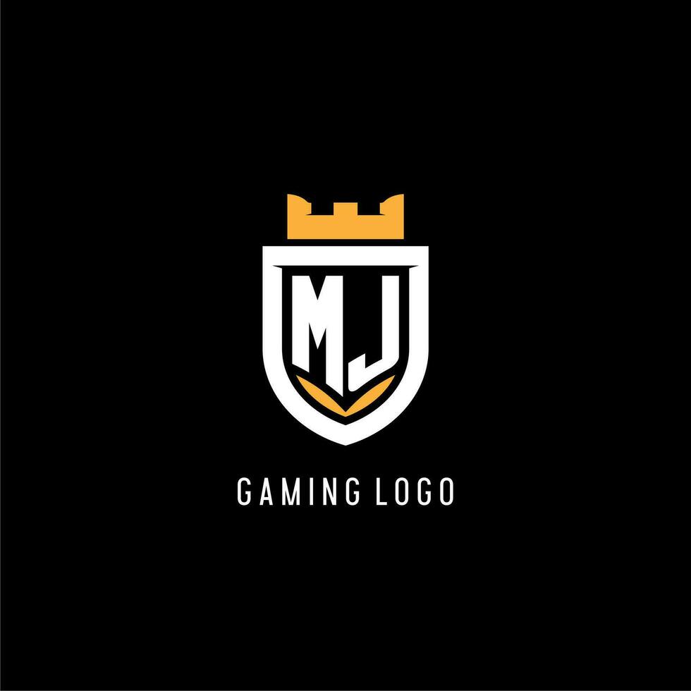 Initial MJ logo with shield, esport gaming logo monogram style vector