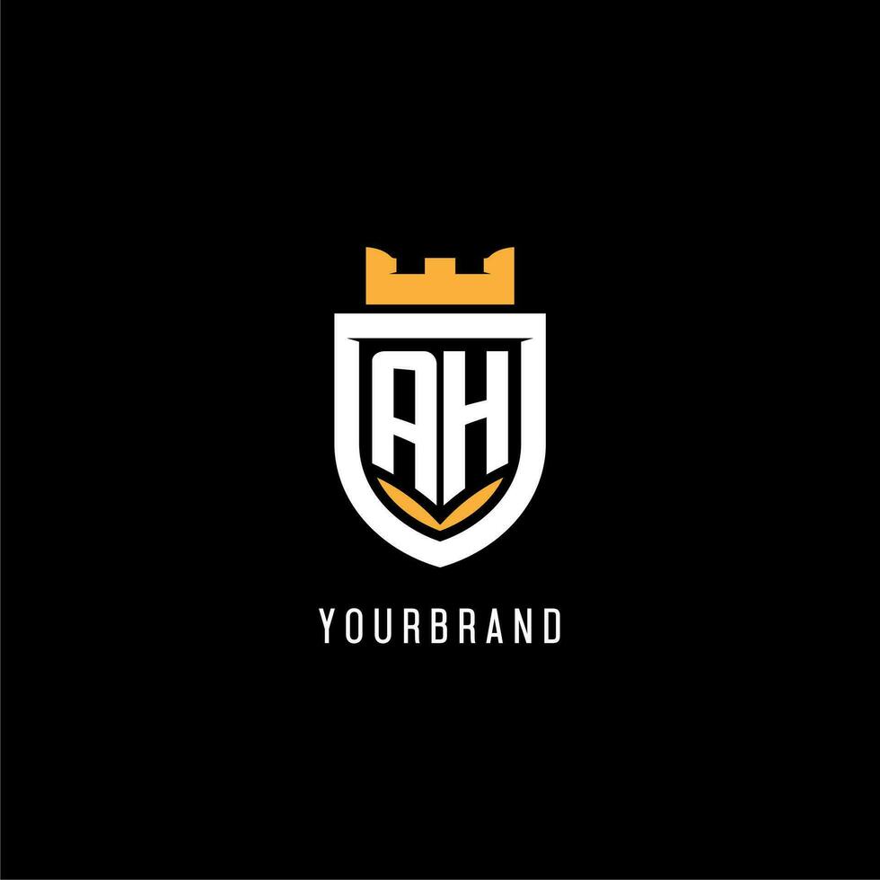 Initial AH logo with shield, esport gaming logo monogram style vector