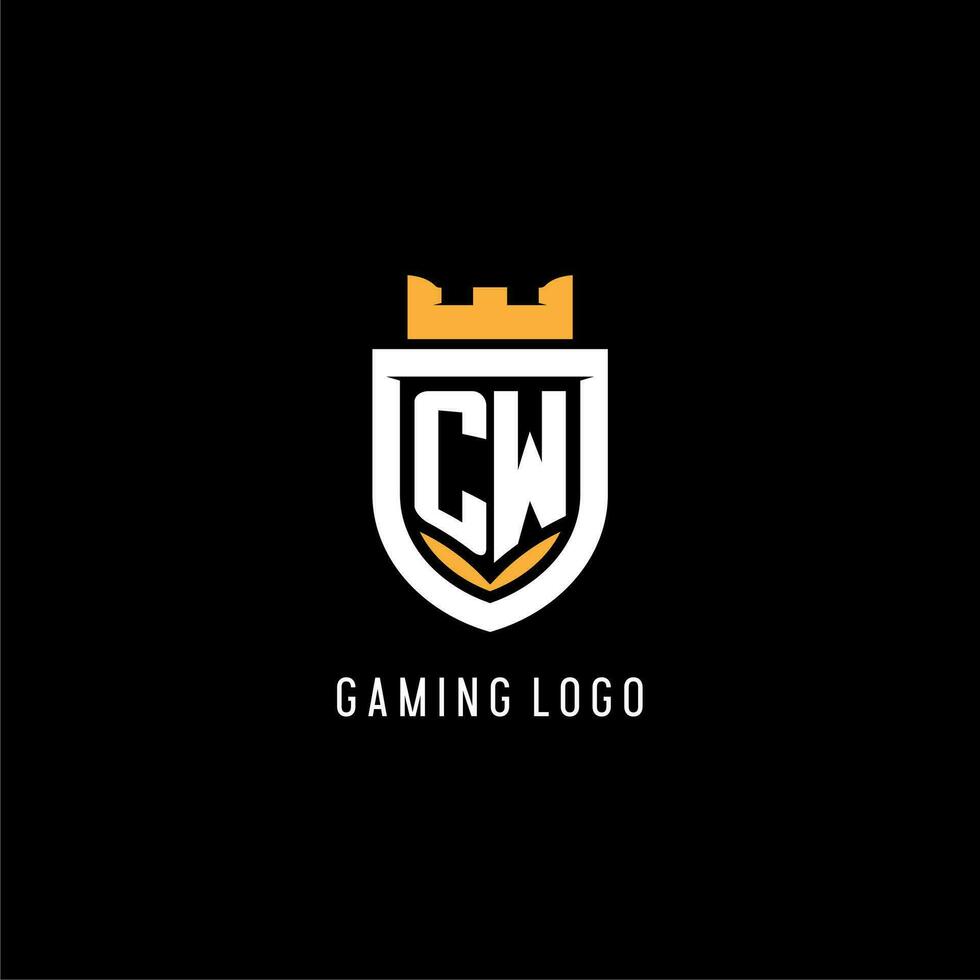 Initial CW logo with shield, esport gaming logo monogram style vector