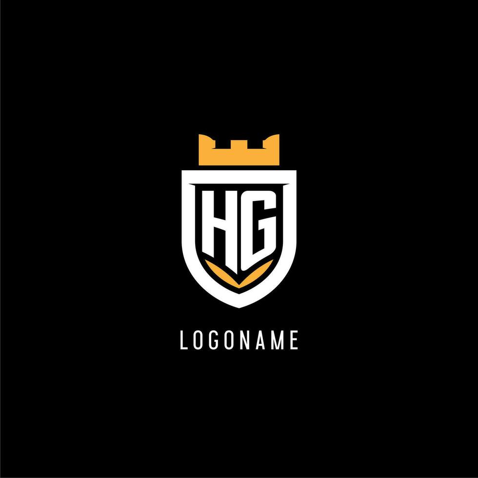 Initial HG logo with shield, esport gaming logo monogram style vector