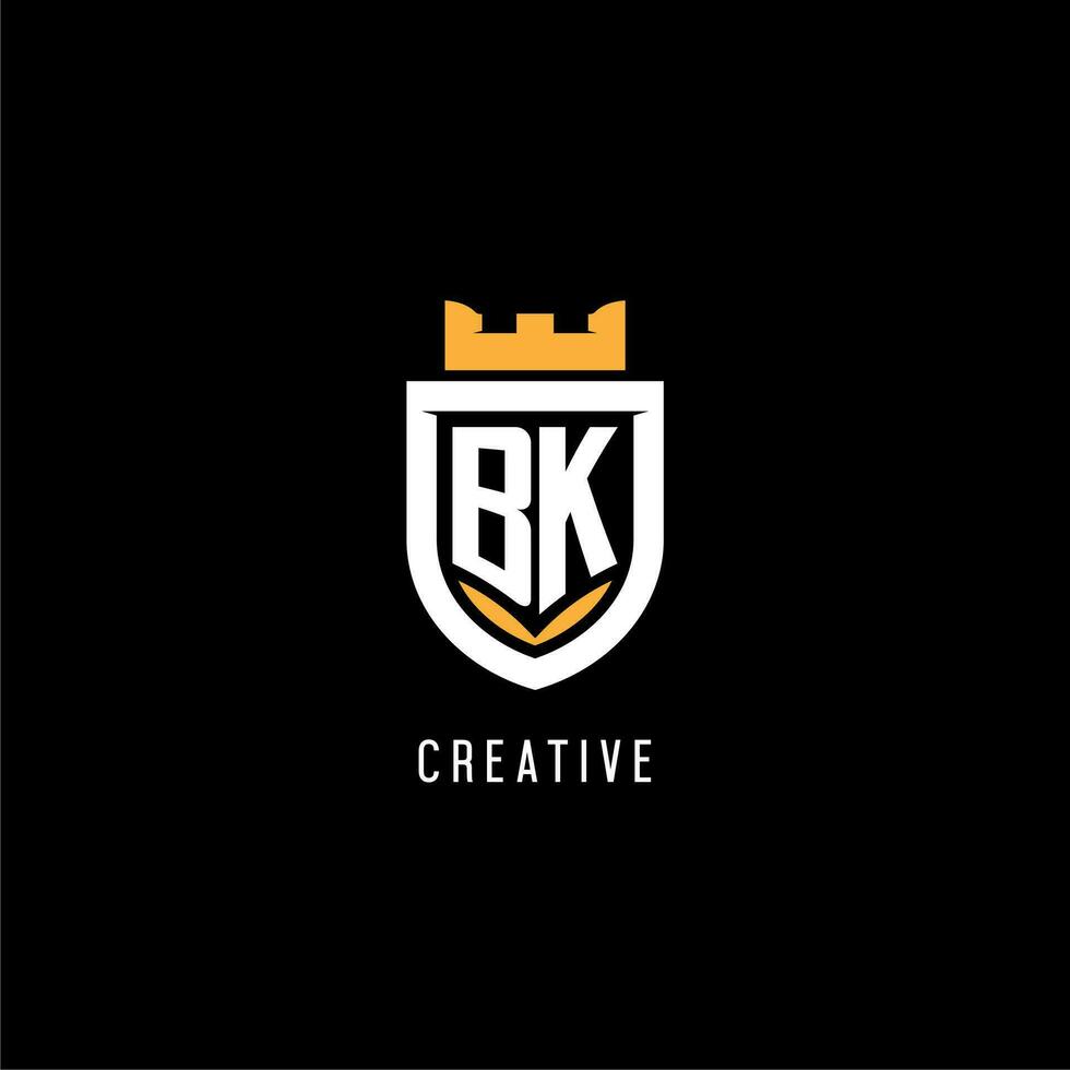 Initial BK logo with shield, esport gaming logo monogram style vector