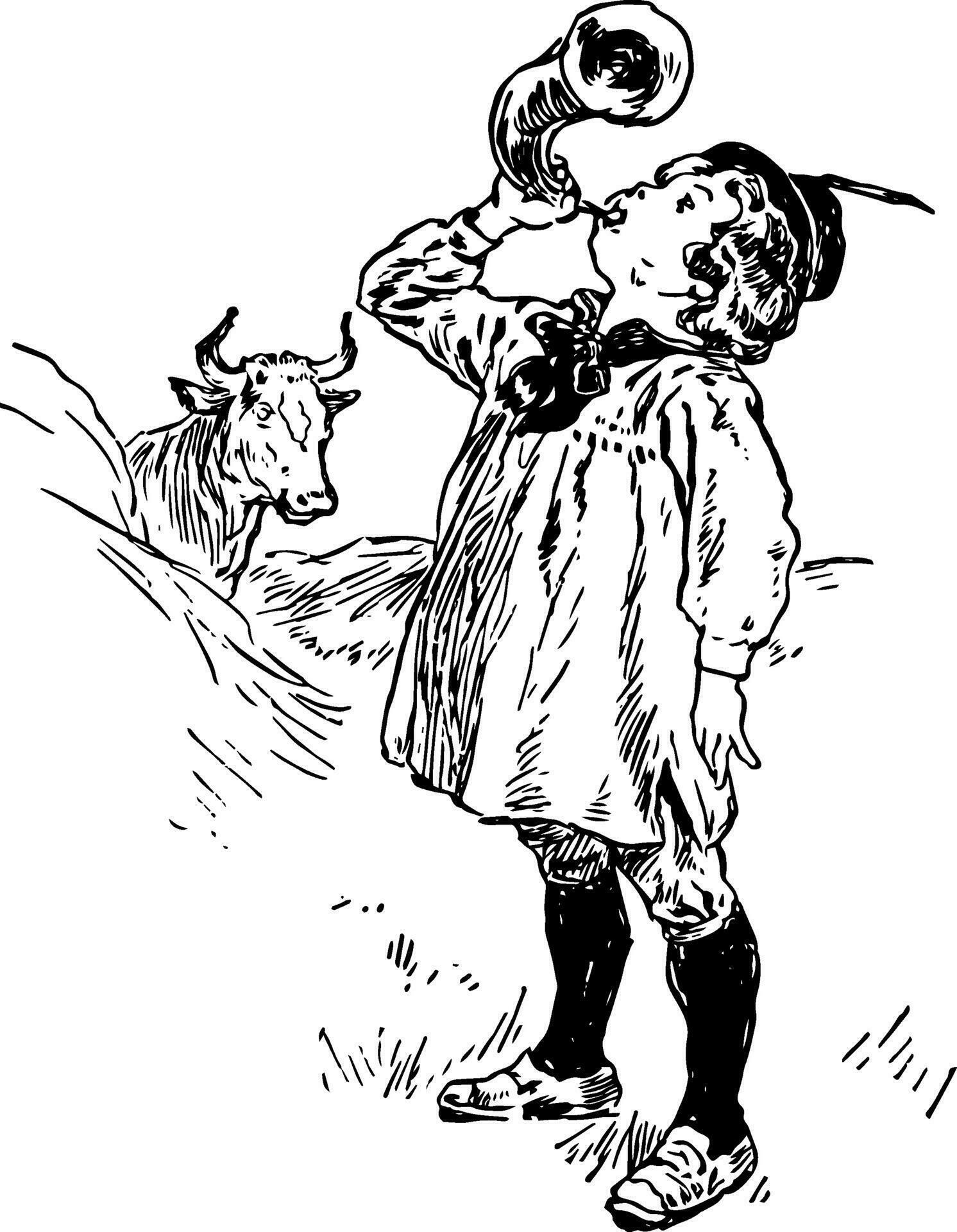 Little Boy Blue, vintage illustration 35458377 Vector Art at Vecteezy