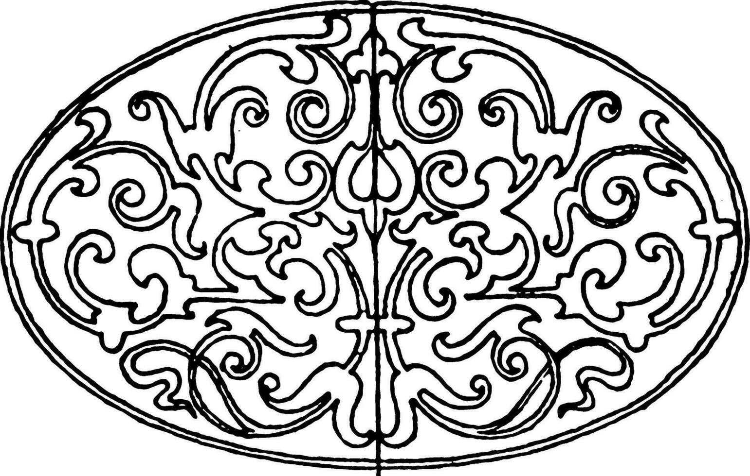 Renaissance Elliptic Panel is a German design, vintage engraving. vector