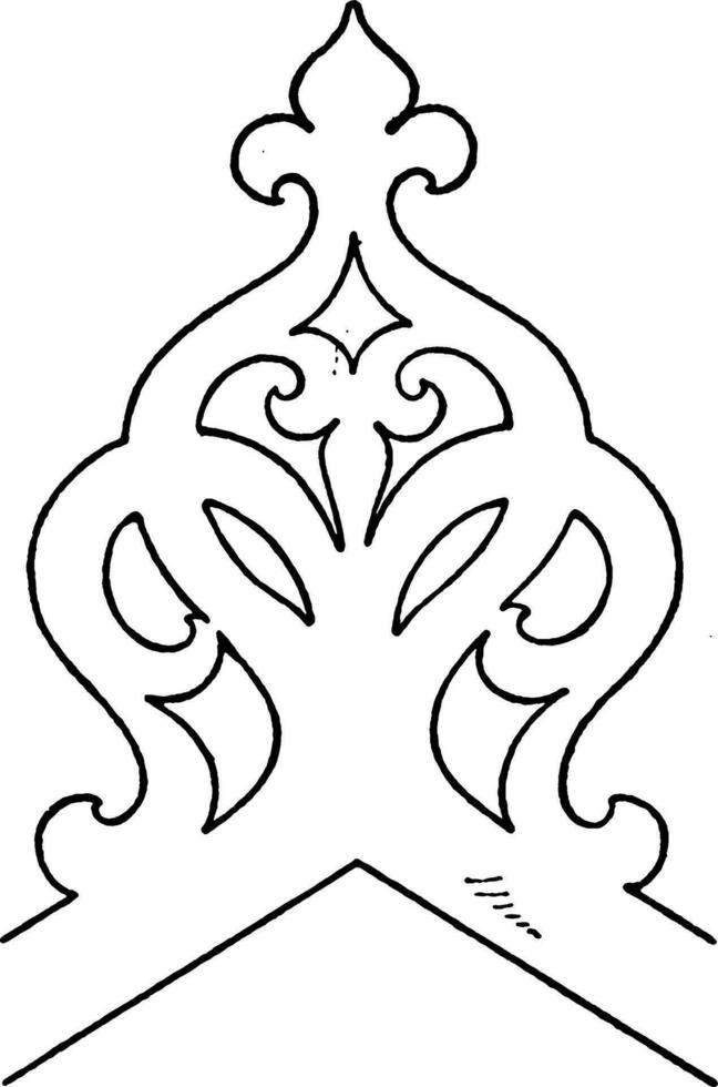 Top Ornament Perforated Crest, ornament,  vintage engraving. vector