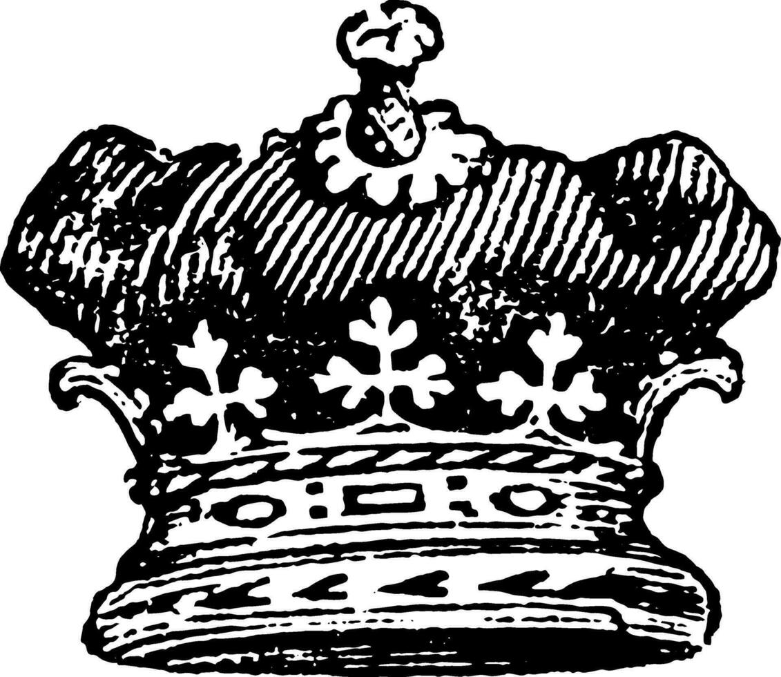 duque corona es desgastado por un emperador, Clásico grabado. vector