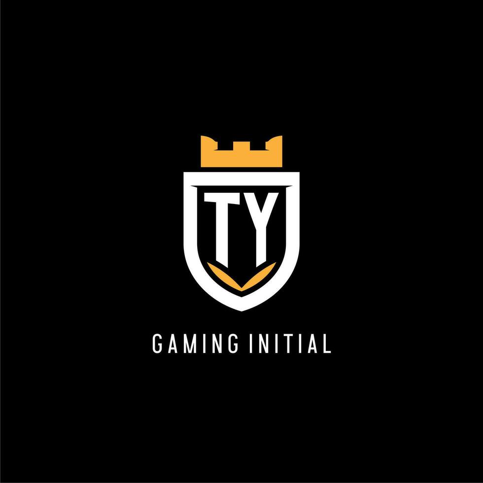 Initial TY logo with shield, esport gaming logo monogram style vector