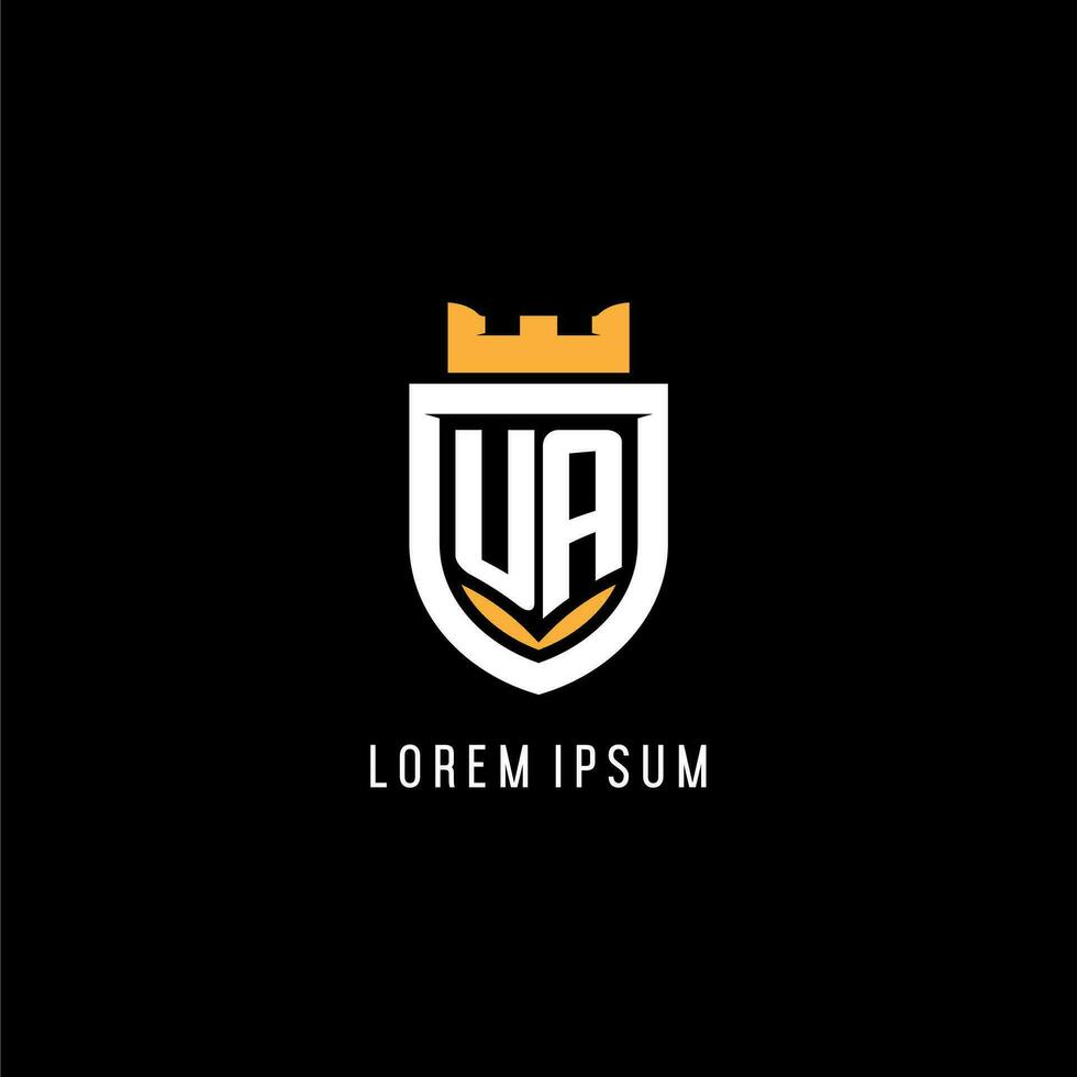 Initial UA logo with shield, esport gaming logo monogram style vector