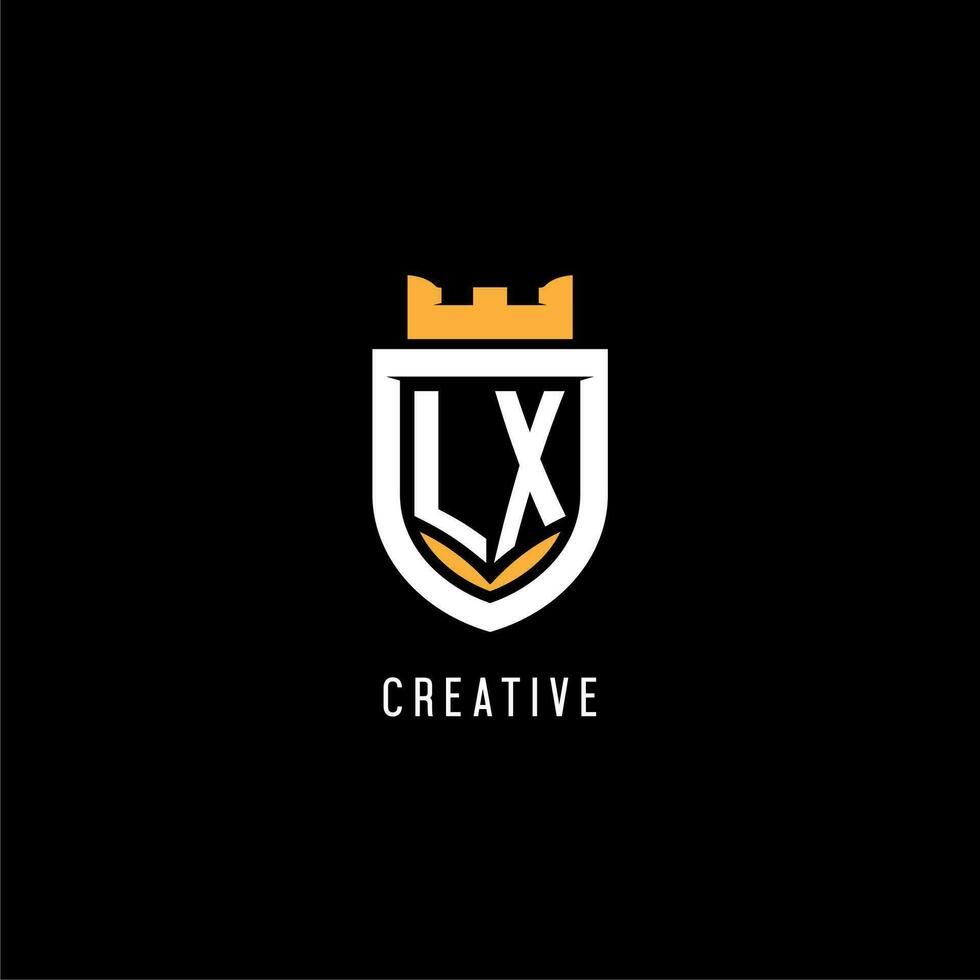 Initial LX logo with shield, esport gaming logo monogram style vector