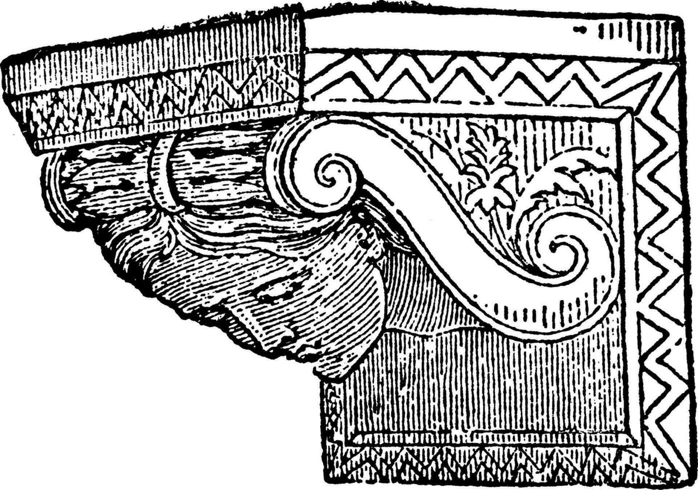 Corbel, lower,  vintage engraving. vector