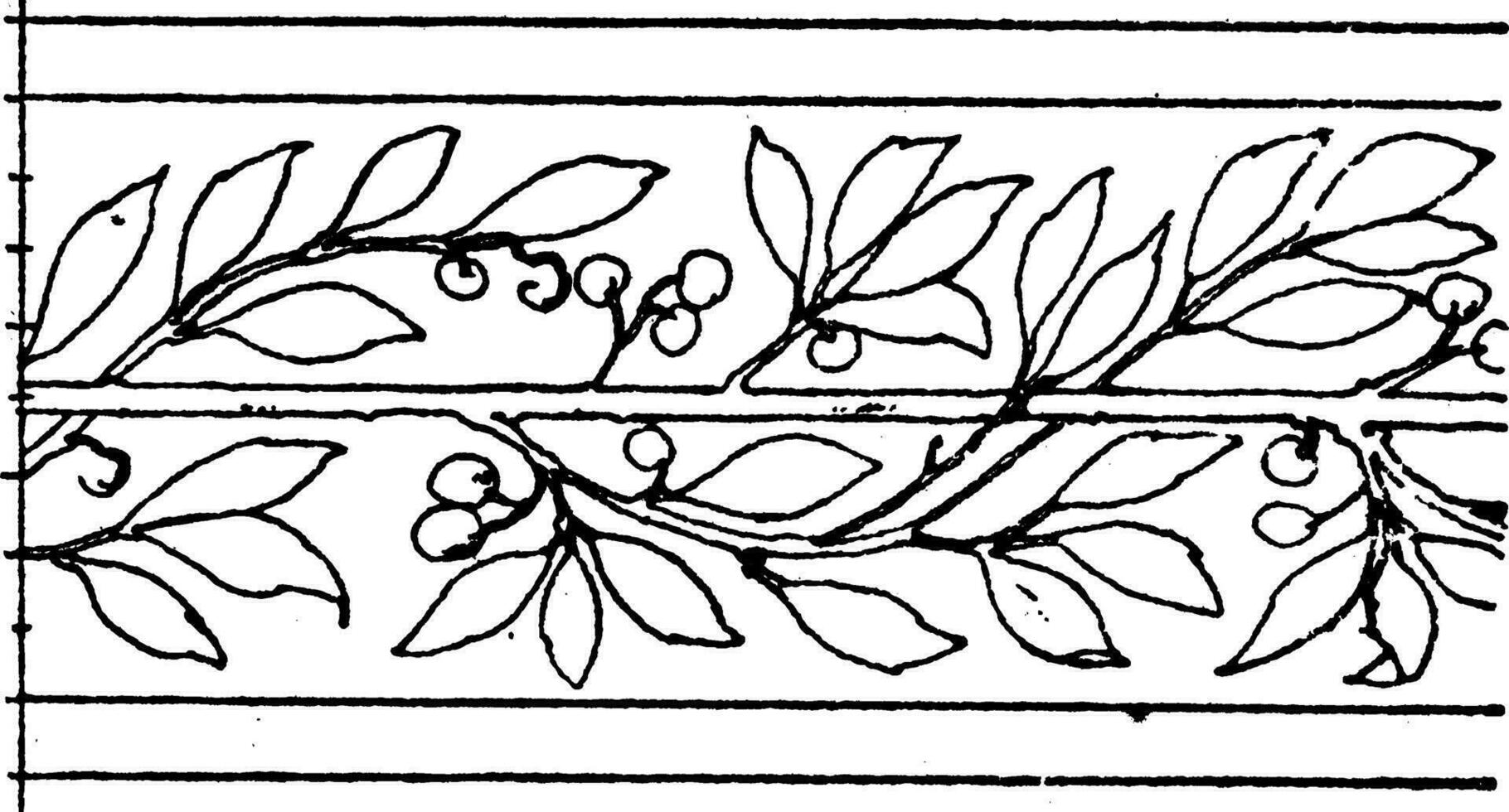 Laurel Border Undulate Band is a wavelike design, vintage engraving. vector