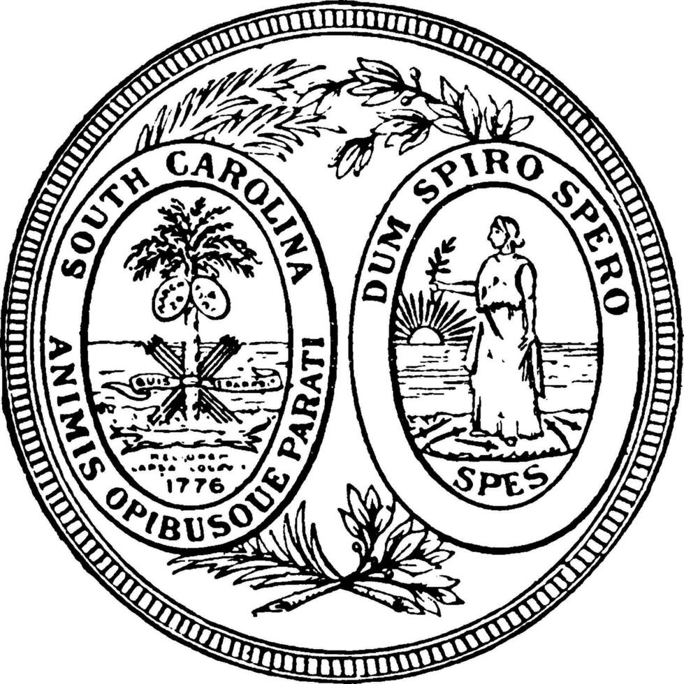 The Great Seal of the State of South Carolina, vintage illustration vector