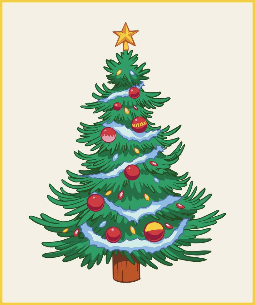 decorado Navidad árbol camiseta vector