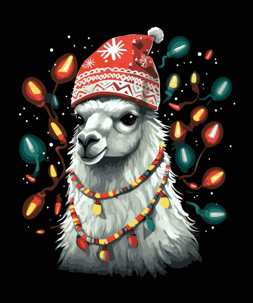 Festive llama t-shirt vector