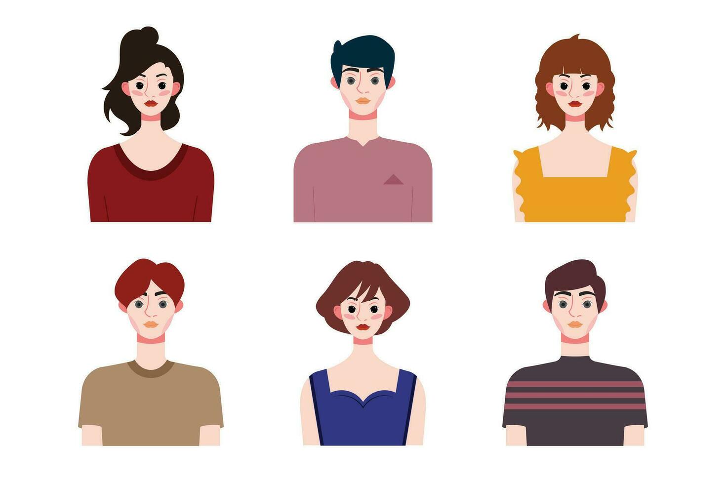 Set collection of people avatar design. Characters for social media and networking, website, app design, development, user profile, and user profile icons. Vector illustration.