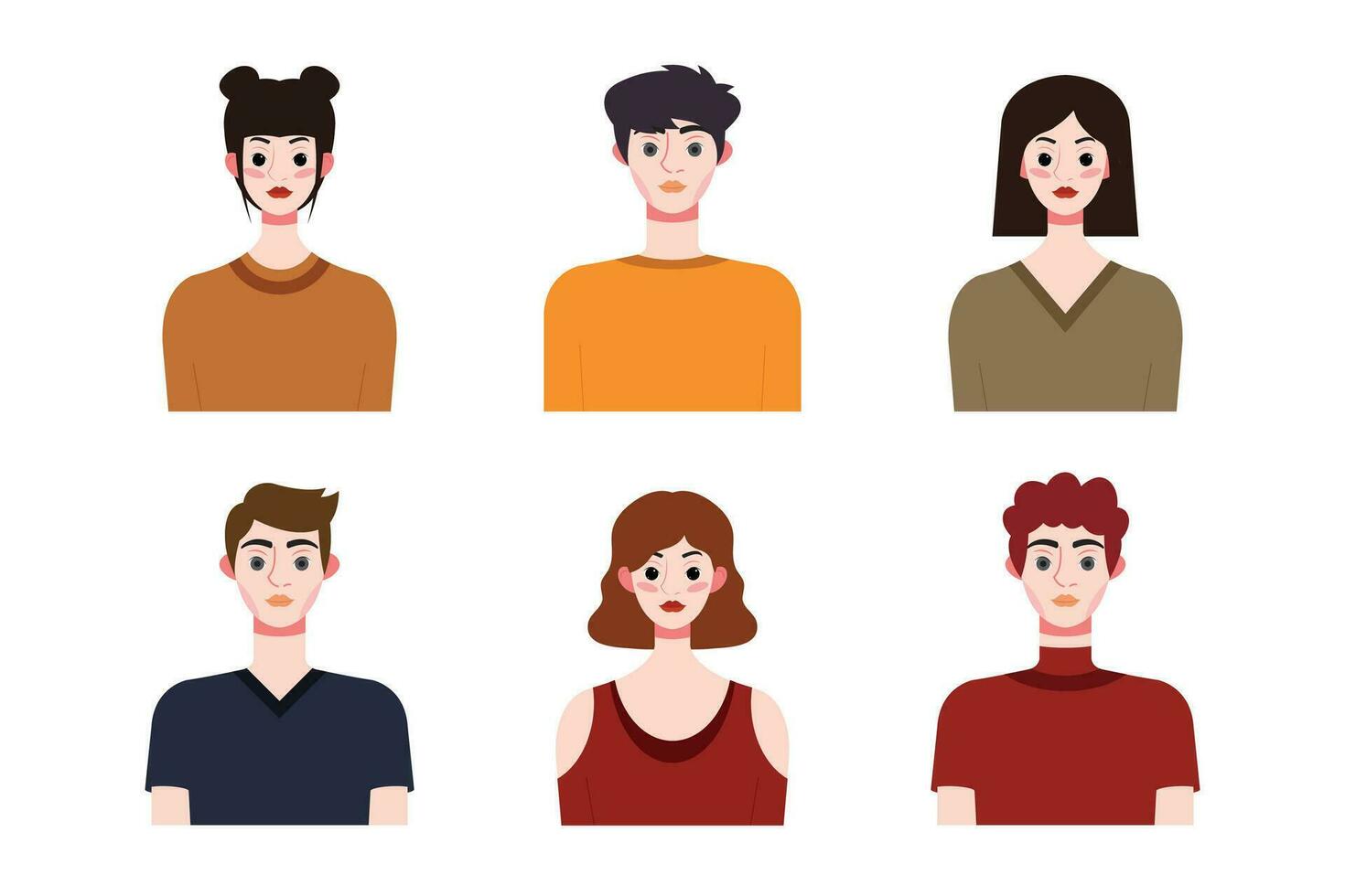 Set collection of people avatar design. Characters for social media and networking, website, app design, development, user profile, and user profile icons. Vector illustration.