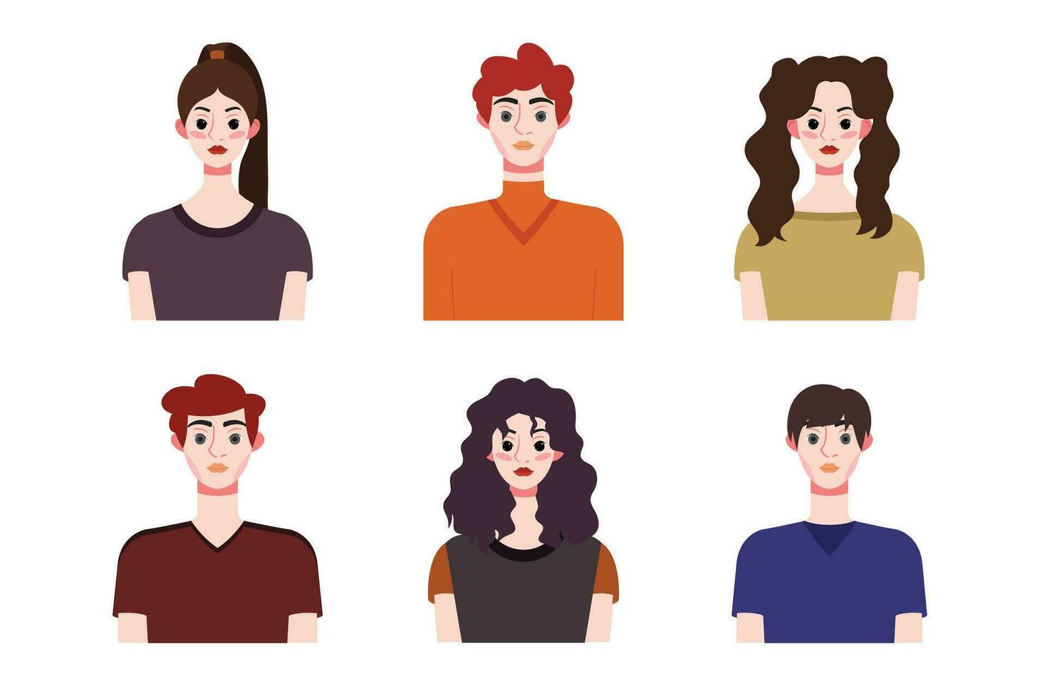 Set collection of people avatar design. Characters for social media and networking, website, app design, development, user profile, and user profile icons. Vector illustration.