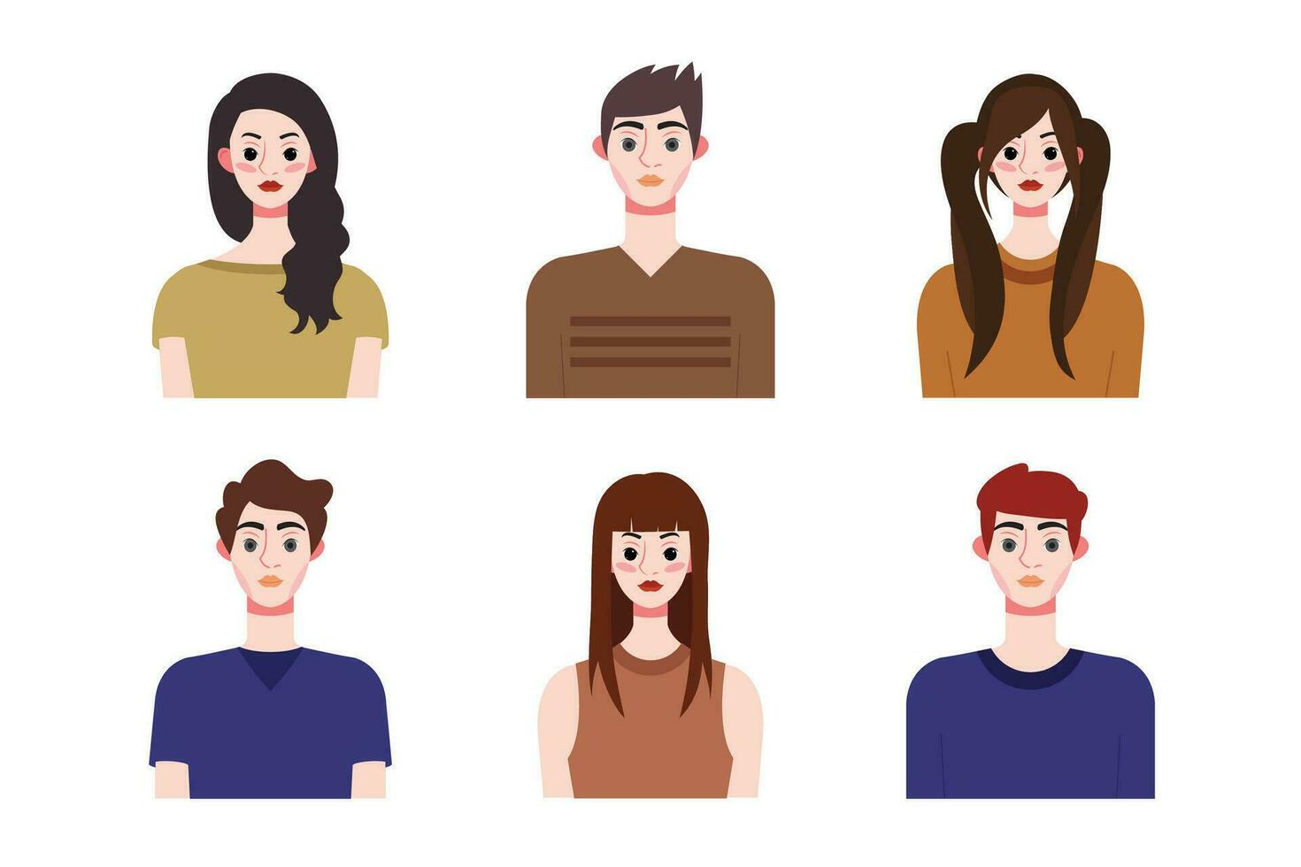 Set collection of people avatar design. Characters for social media and networking, website, app design, development, user profile, and user profile icons. Vector illustration.