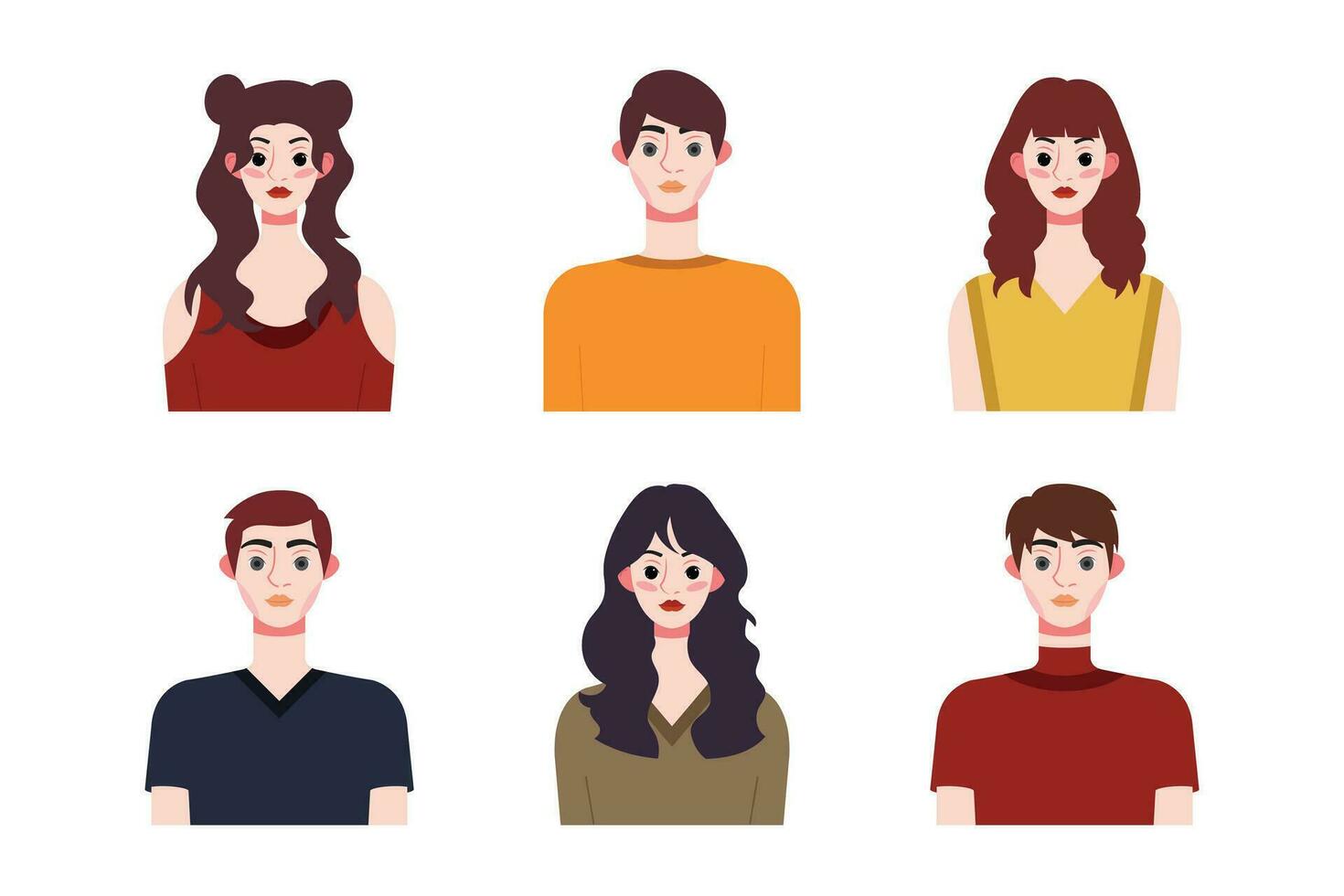 Set collection of people avatar design. Characters for social media and networking, website, app design, development, user profile, and user profile icons. Vector illustration.