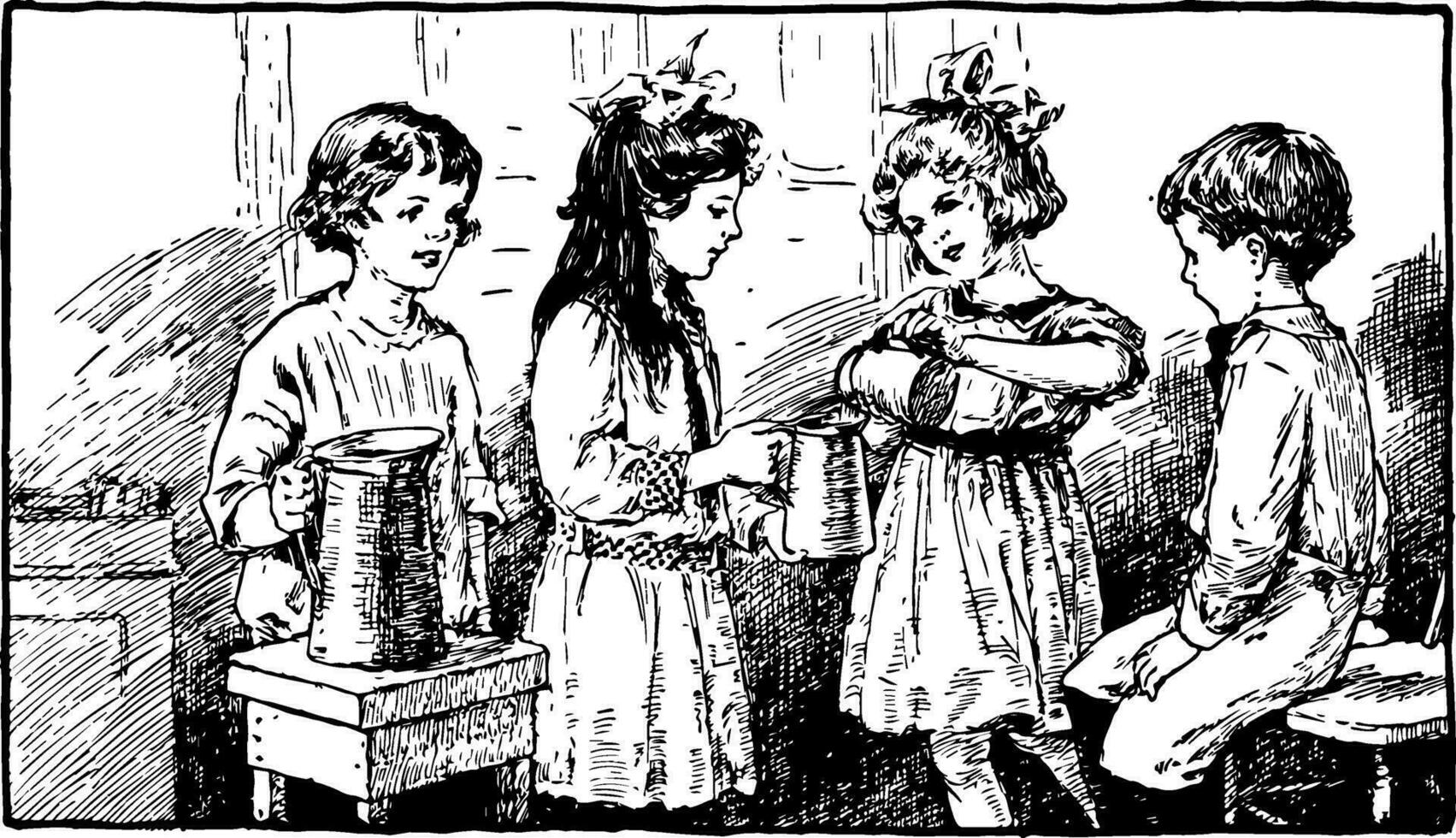 Measuring Liquids or converting pints, vintage engraving vector