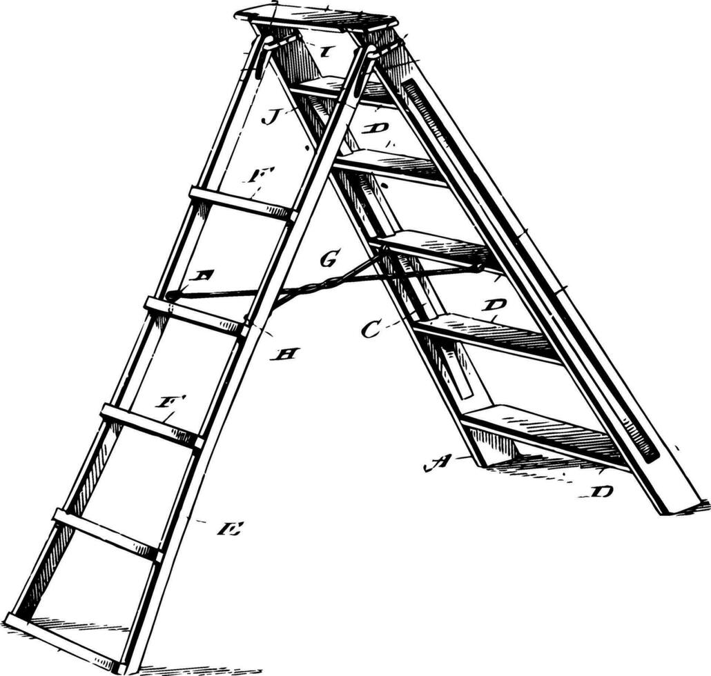 Six Step Ladder vintage illustration. vector