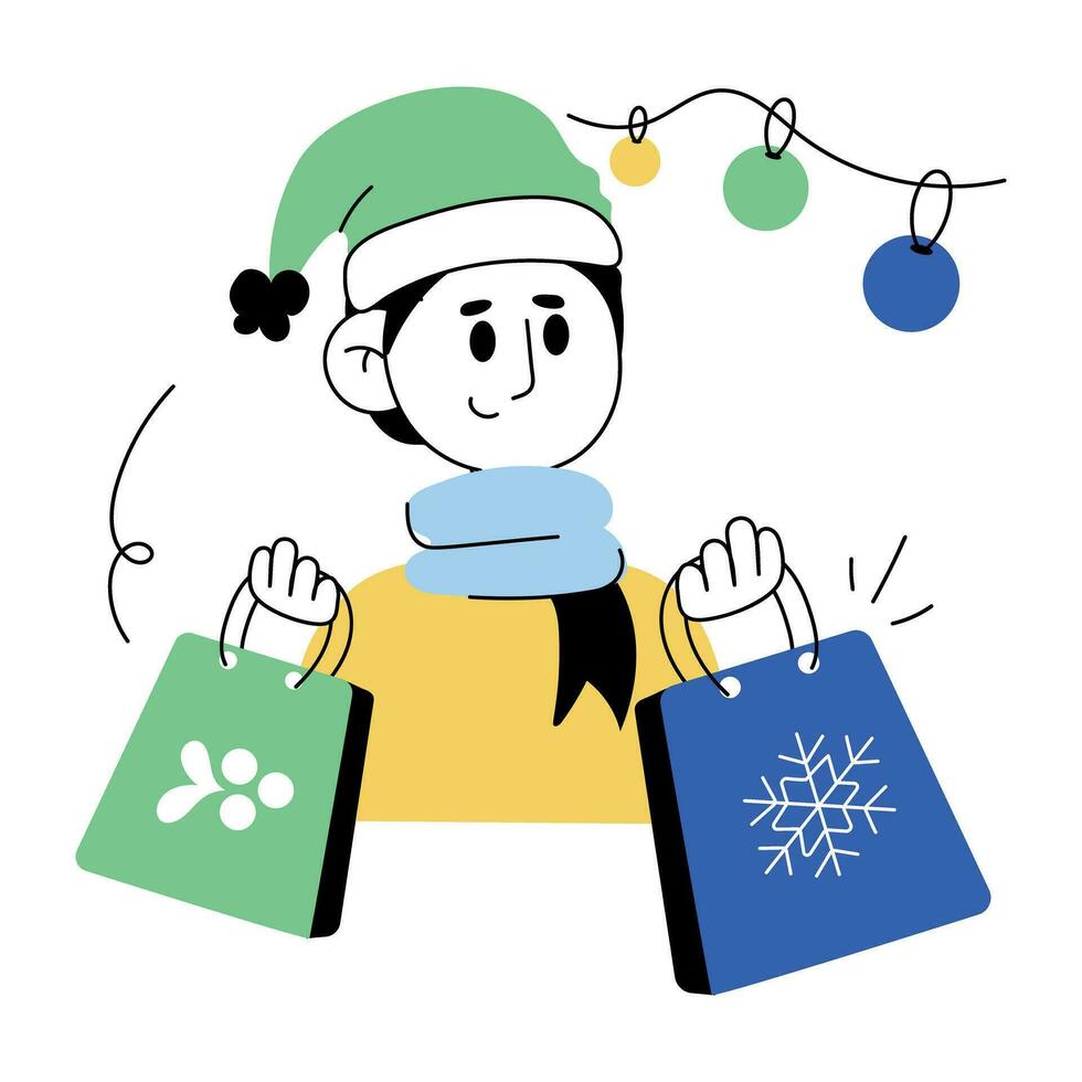 Trendy Christmas Shopping vector