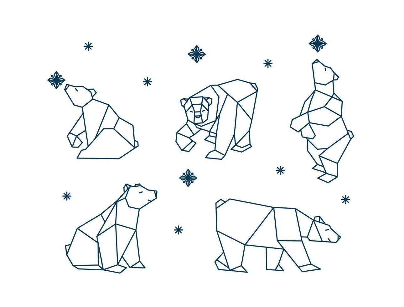 Set of polar bear geometric shapes. Vector. vector