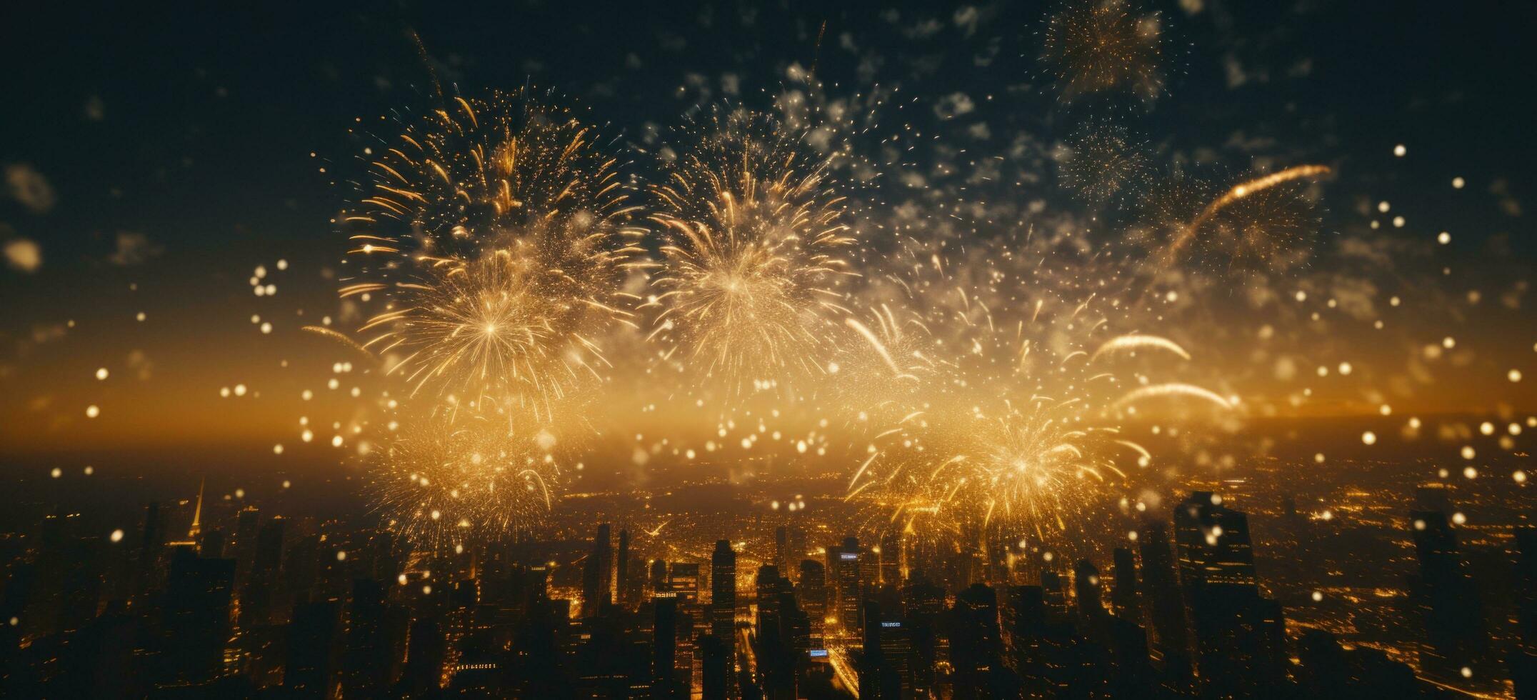 ai generado un brillante Fuegos artificiales ligero brillante terminado el ciudad foto