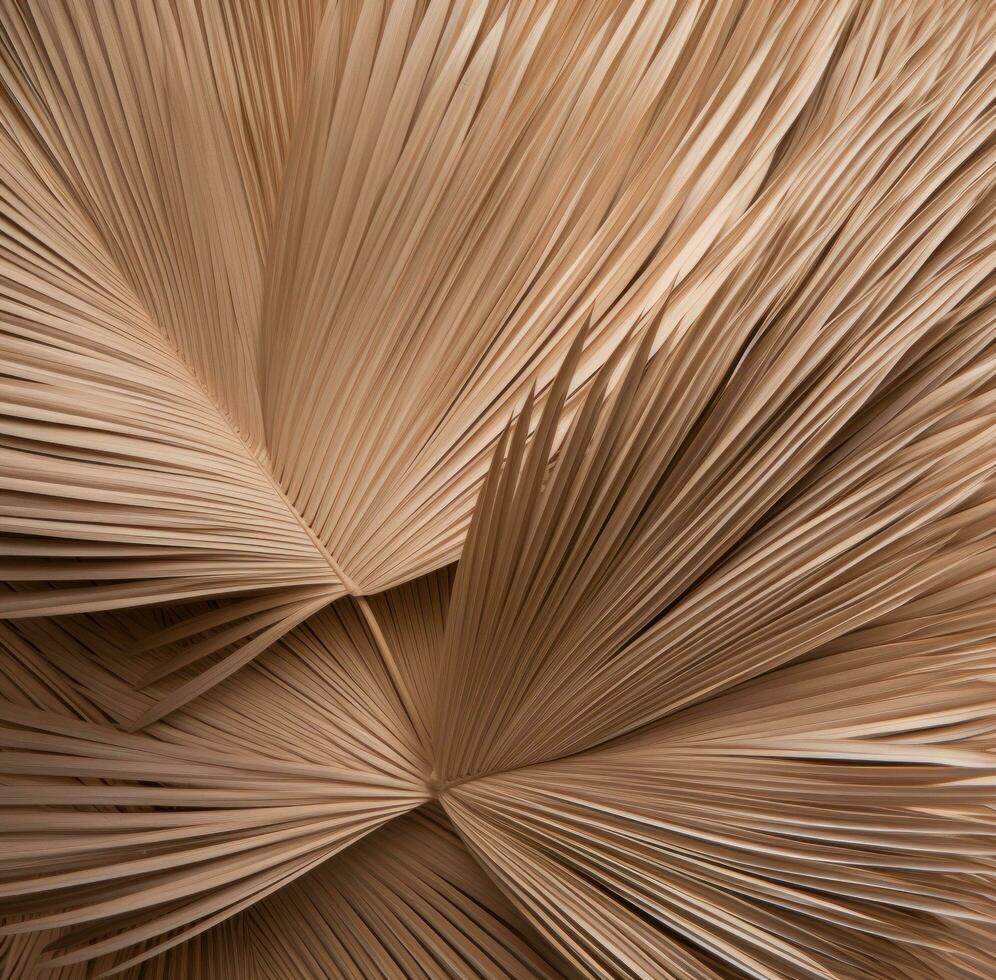 AI generated a close up picture of a pair of palm leaves on the wall. photo