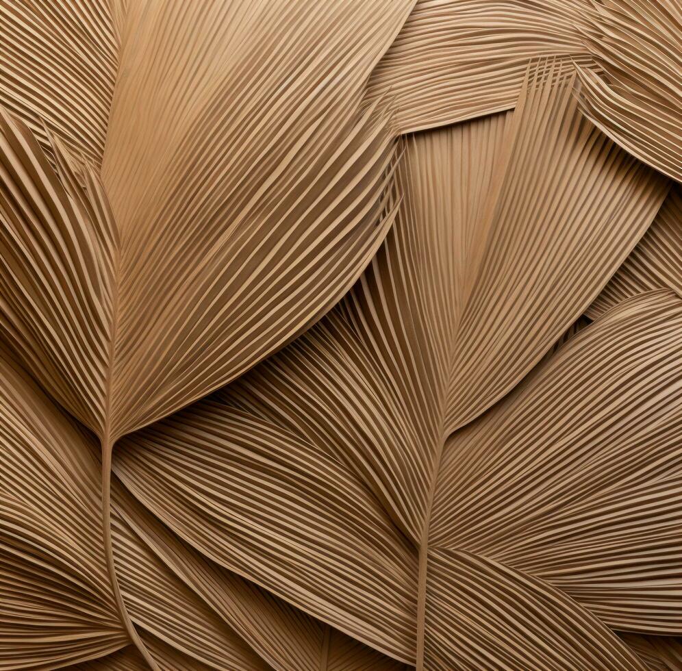 AI generated a close up picture of a pair of palm leaves on the wall. photo