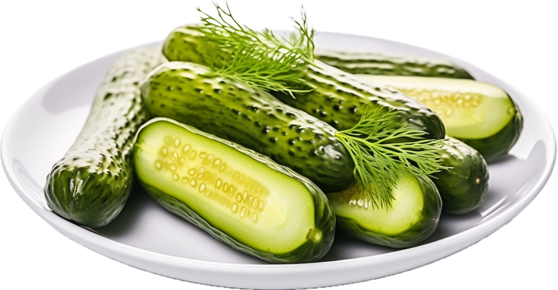 AI generated pickled cucumbers on a plate png