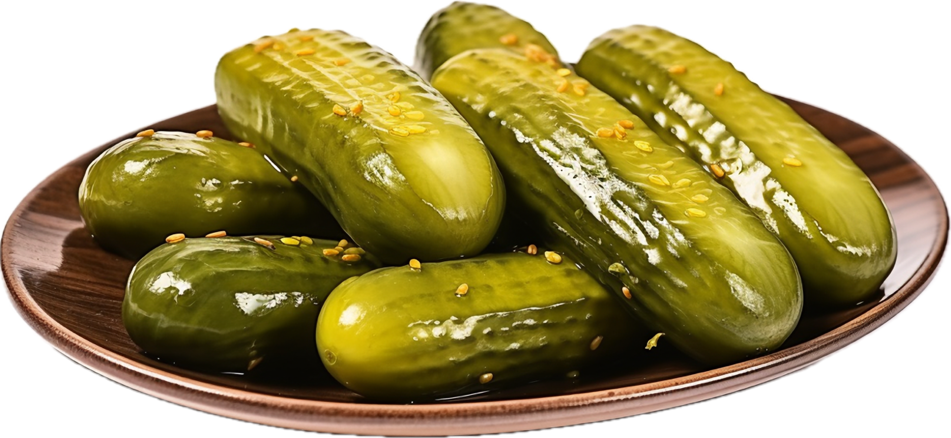 AI generated pickled cucumbers on a plate png