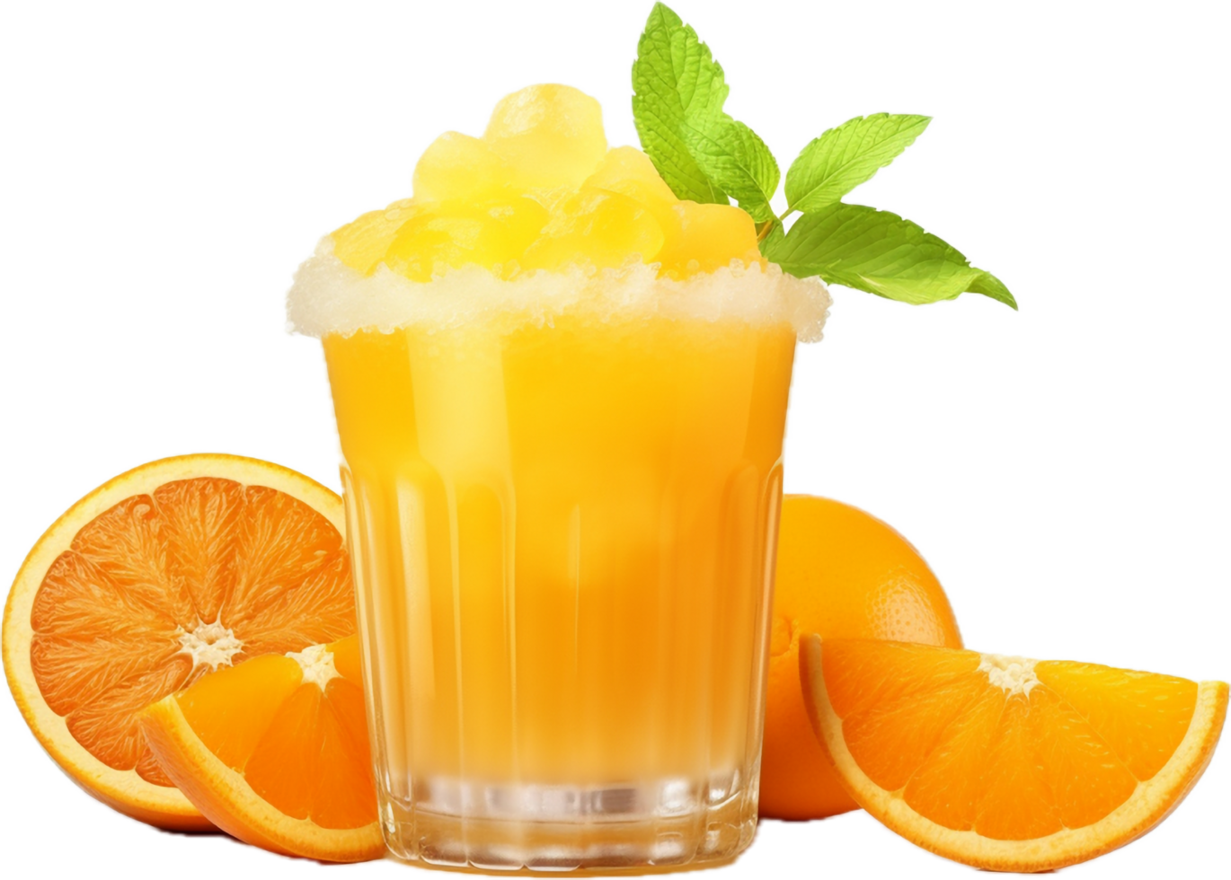 AI generated orange margarita cocktail with ice and fresh oranges png