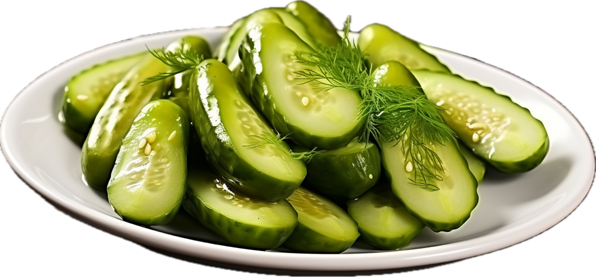 AI generated pickled cucumbers on a plate png