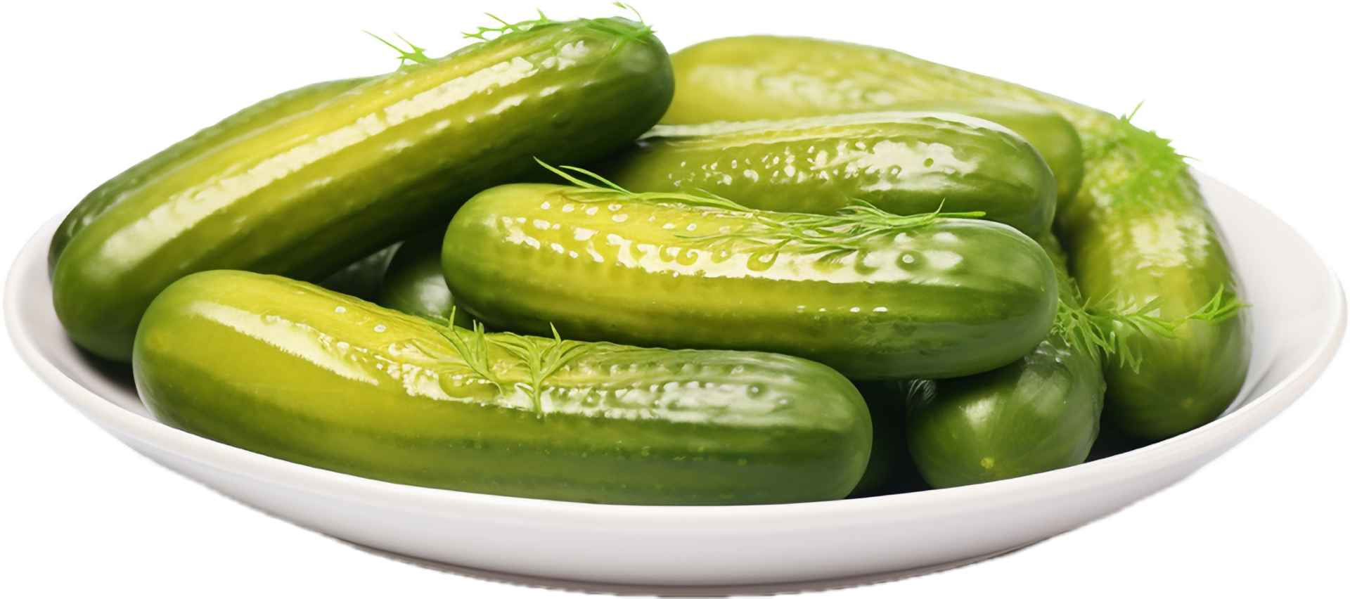 AI generated pickled cucumbers on a plate png