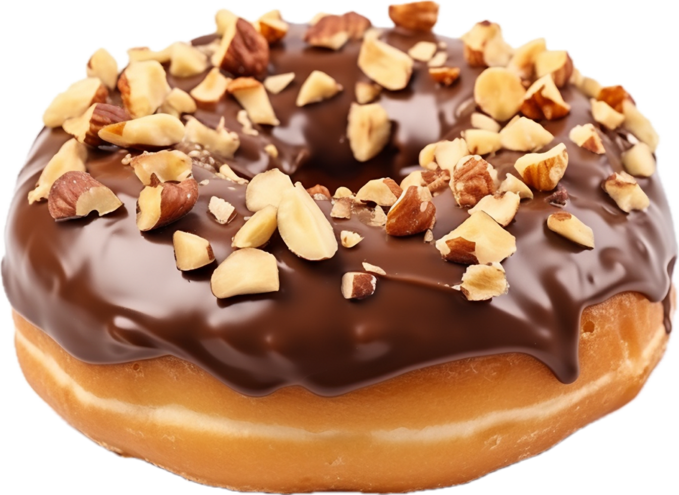 AI generated glazed donut decorated with nuts png