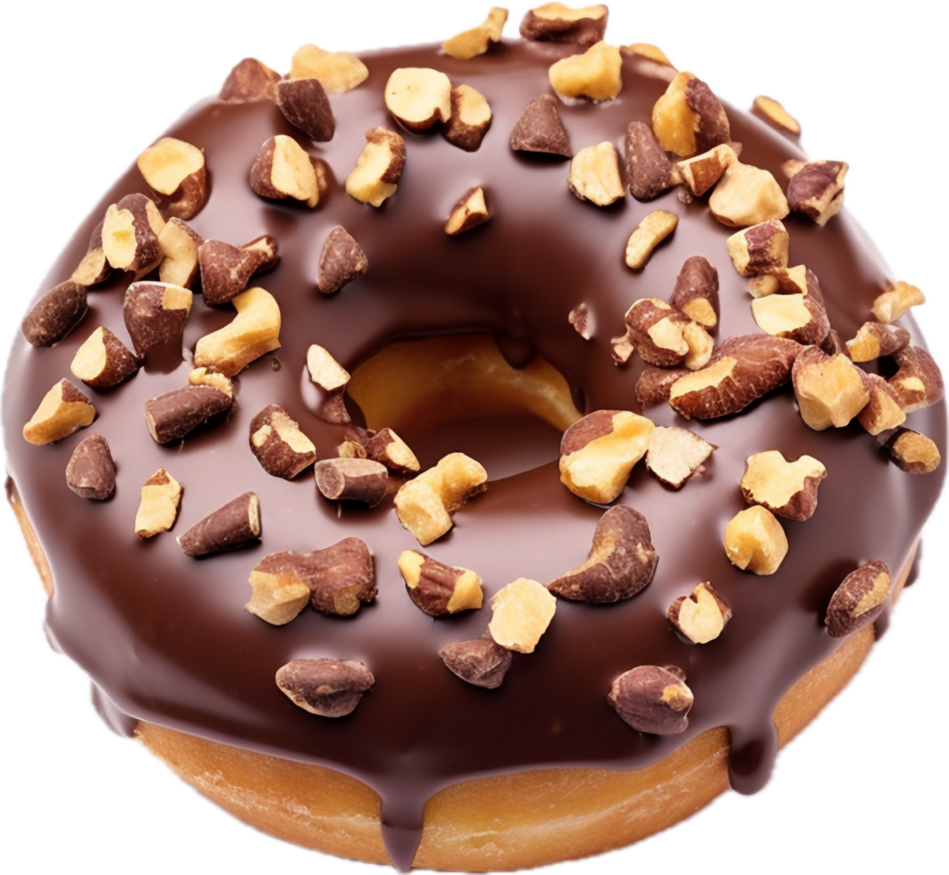 AI generated glazed donut decorated with nuts png