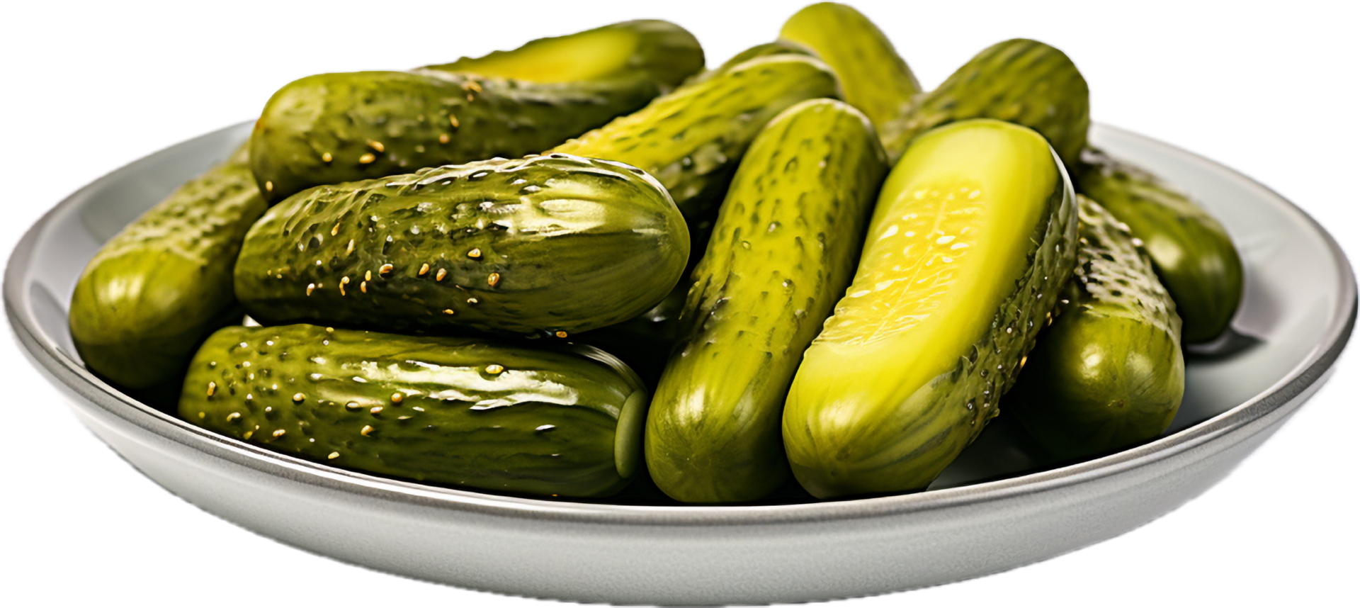 AI generated pickled cucumbers on a plate png