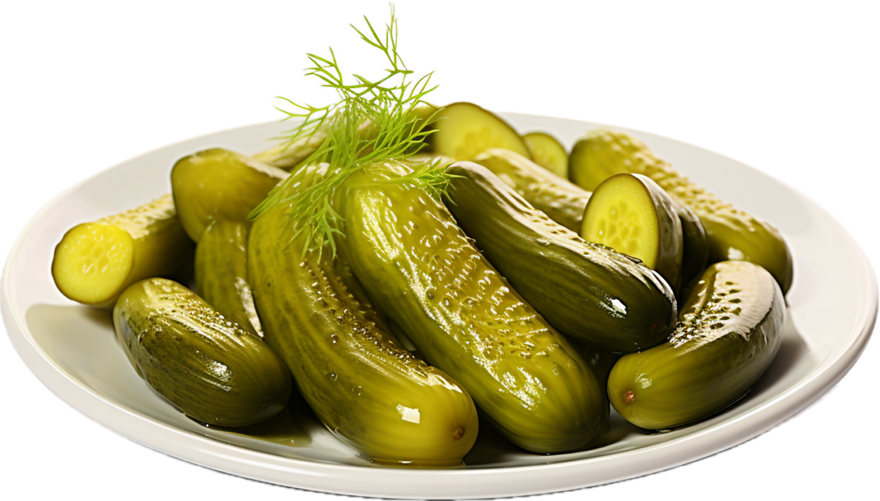 AI generated pickled cucumbers on a plate png