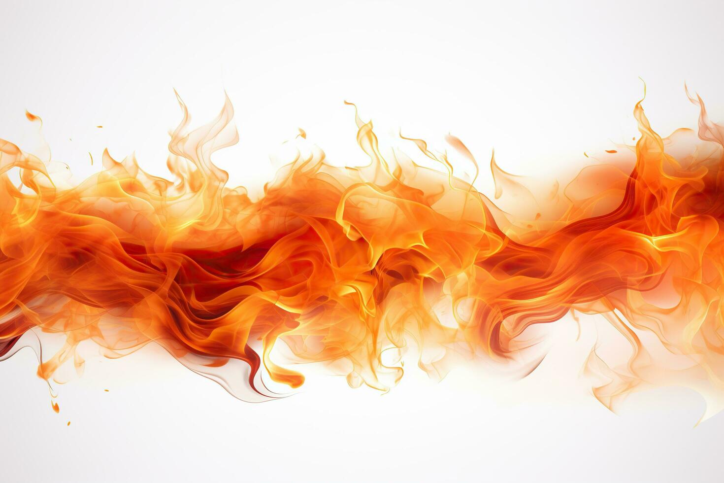 AI generated Fire flames on a white background. Generated by artificial intelligence photo