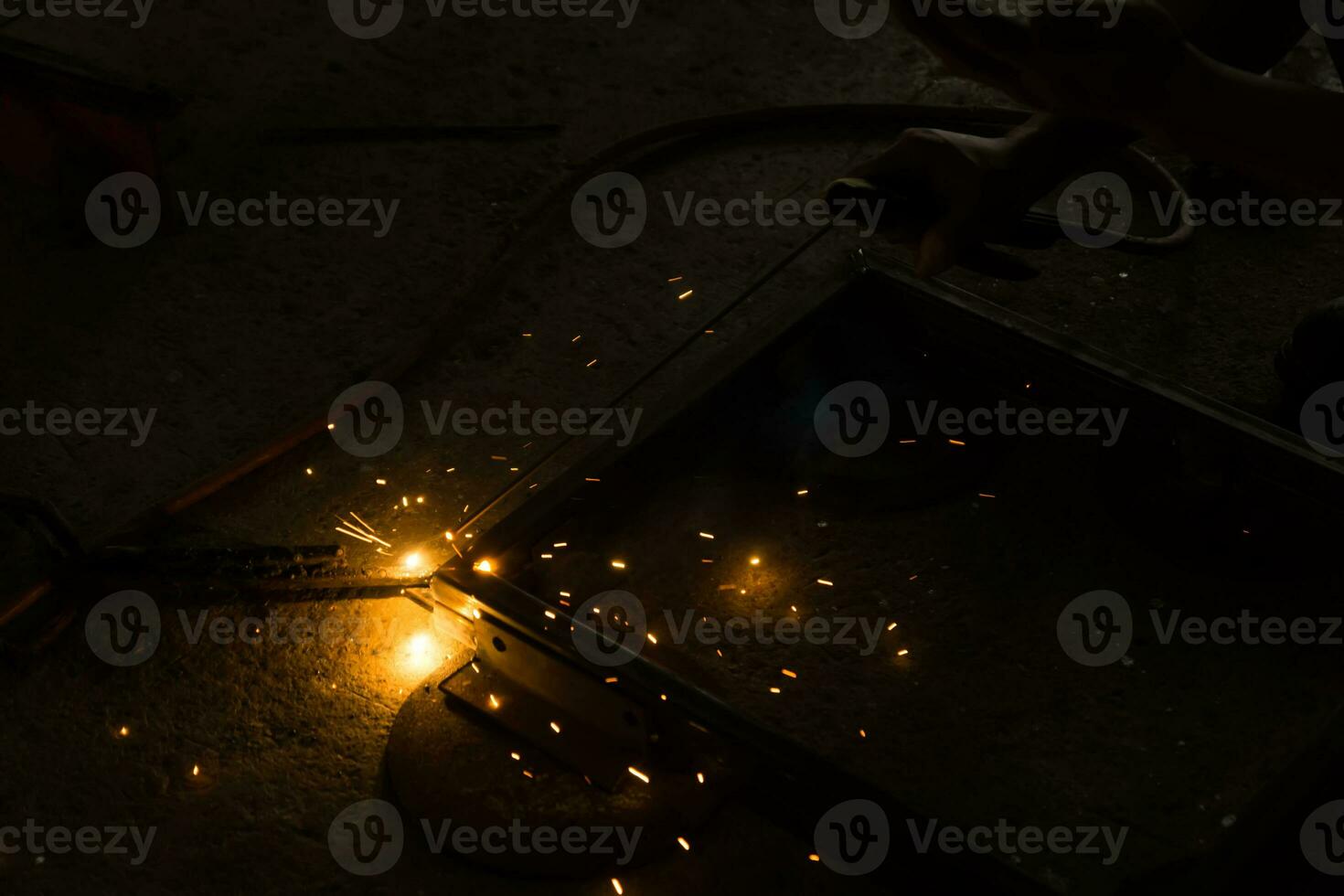 welding steel with sparks lighting photo