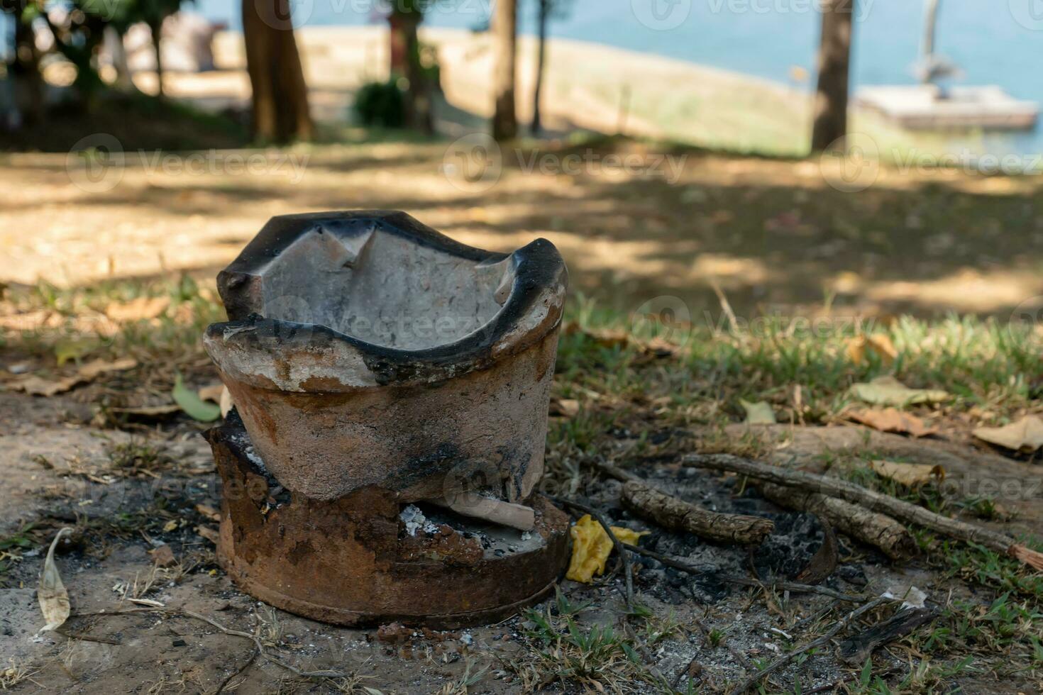 Old stove on in the camp. photo