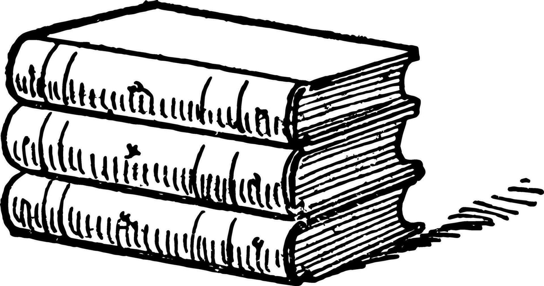 Three books or stacked style books vintage engraving. vector